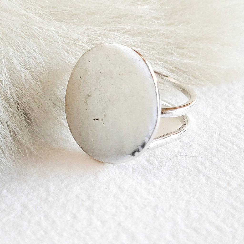 Brass or silver ring disc moon  handmade adjustable
