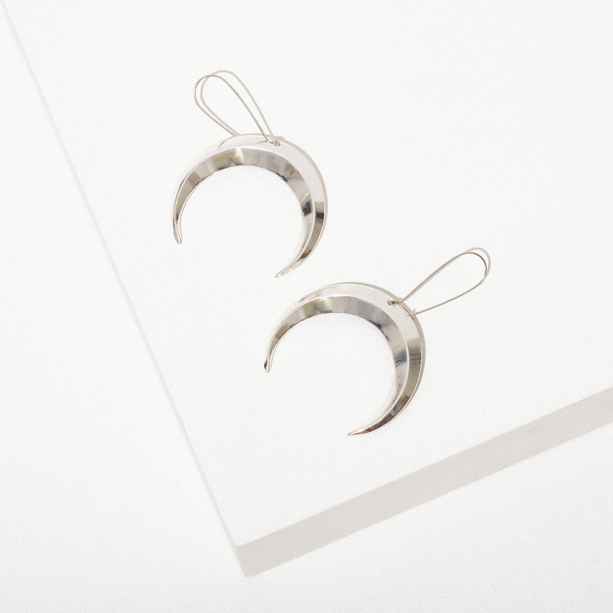 Eclipse Crescent Moon Earrings - Brass or Silver