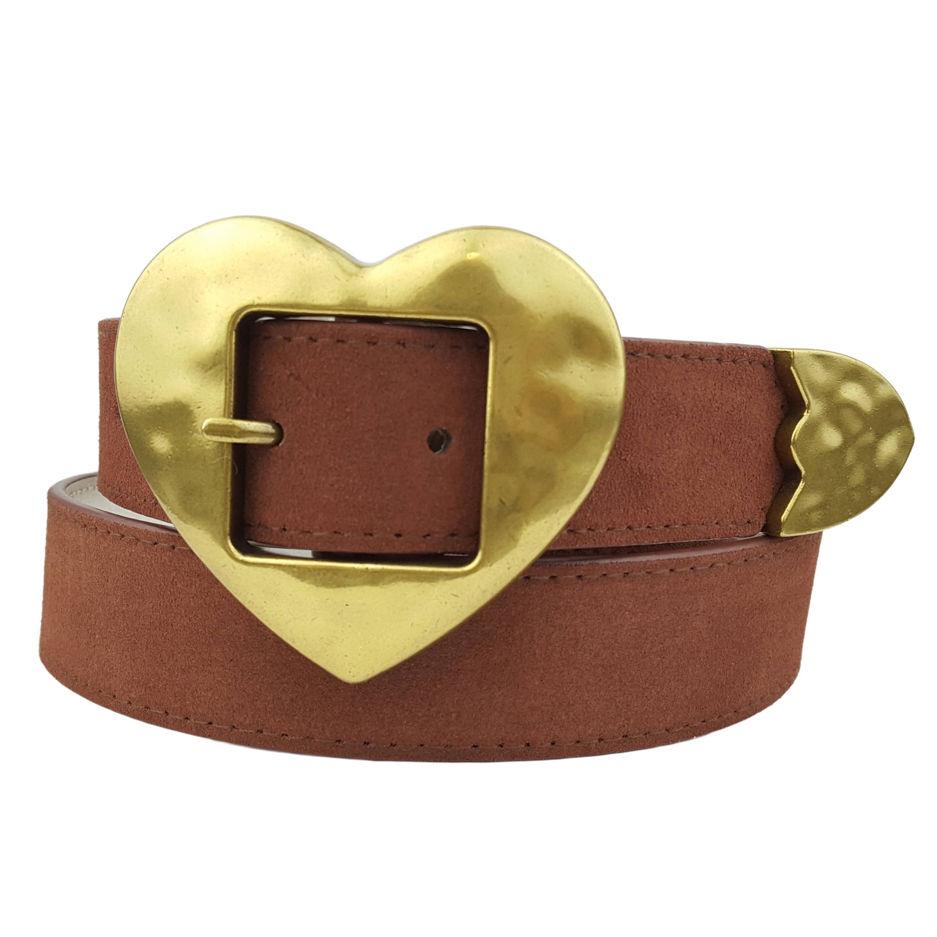 Vintage Love Heart Buckle w. real suede belt