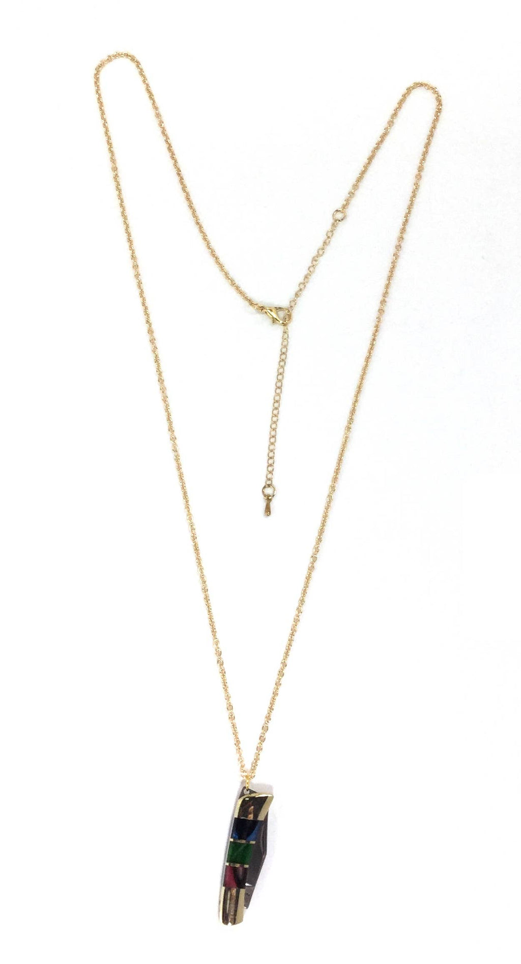 Multi color enamel & stainless steel knife necklace