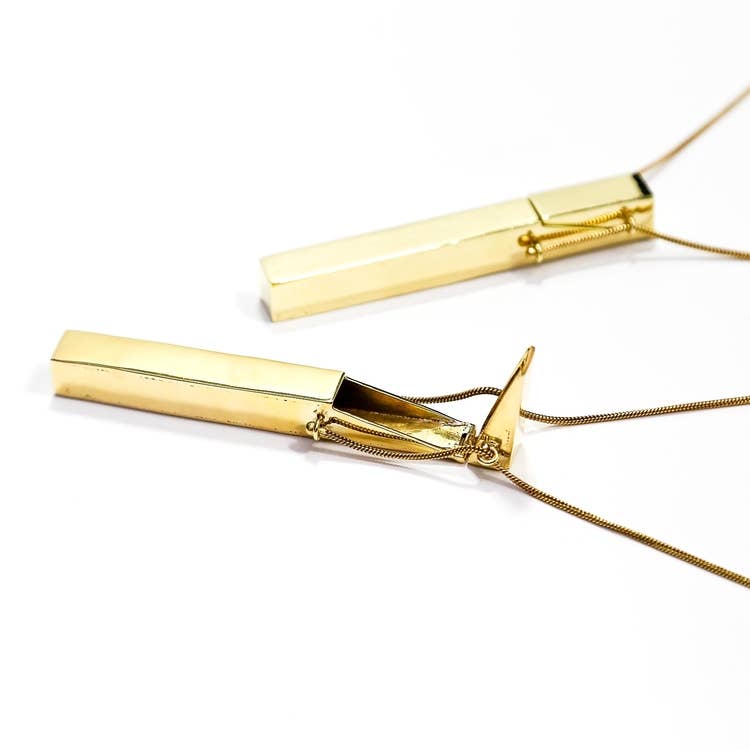Volte Pendant Necklace in brass keepsake cigarette money