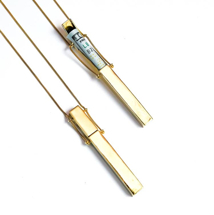 Volte Pendant Necklace in brass keepsake cigarette money
