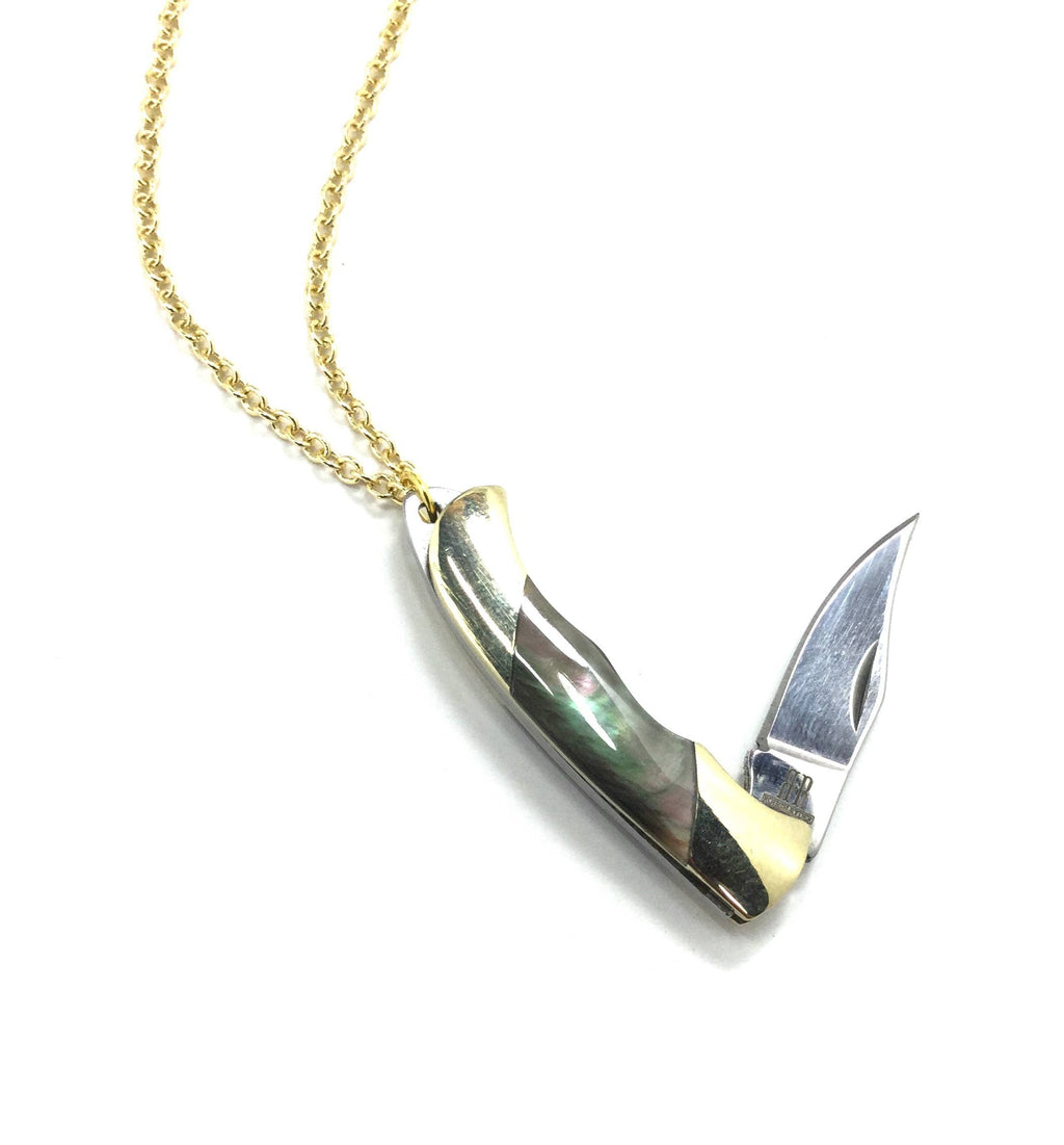 Iridescent Abalone Shell Knife Necklace