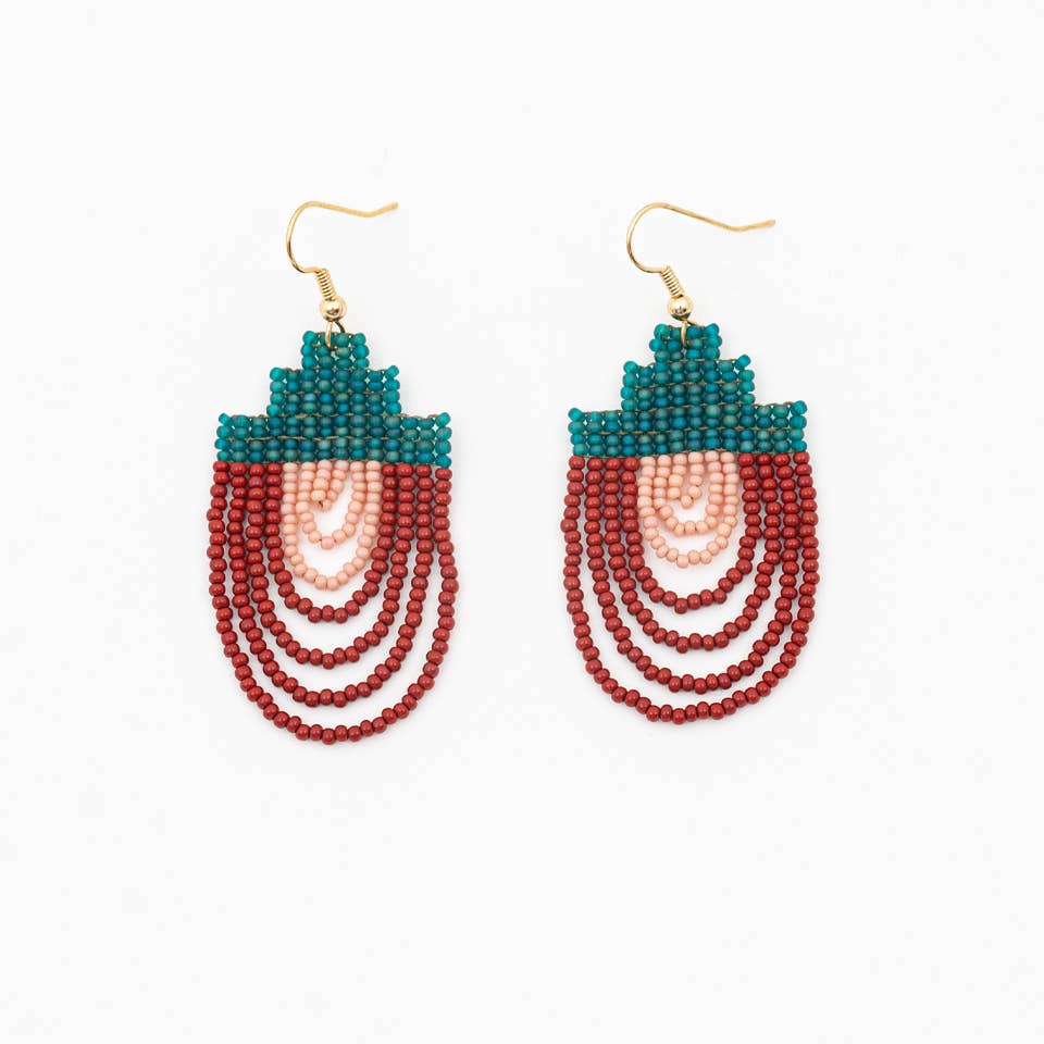 Mayan Pyramid Beaded Earrings