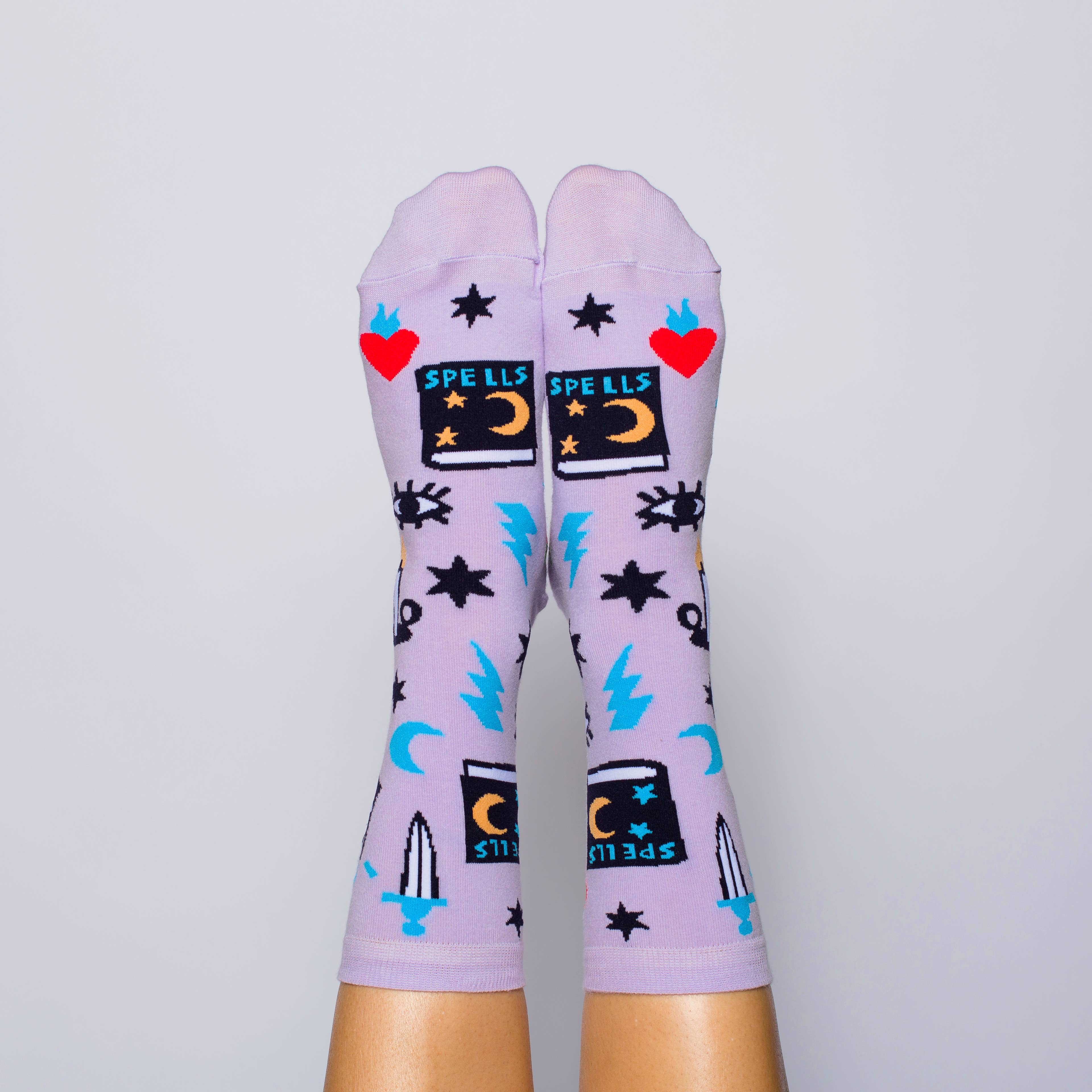 Witchy Mystic Spells - Small Crew Socks - Halloween Outfit