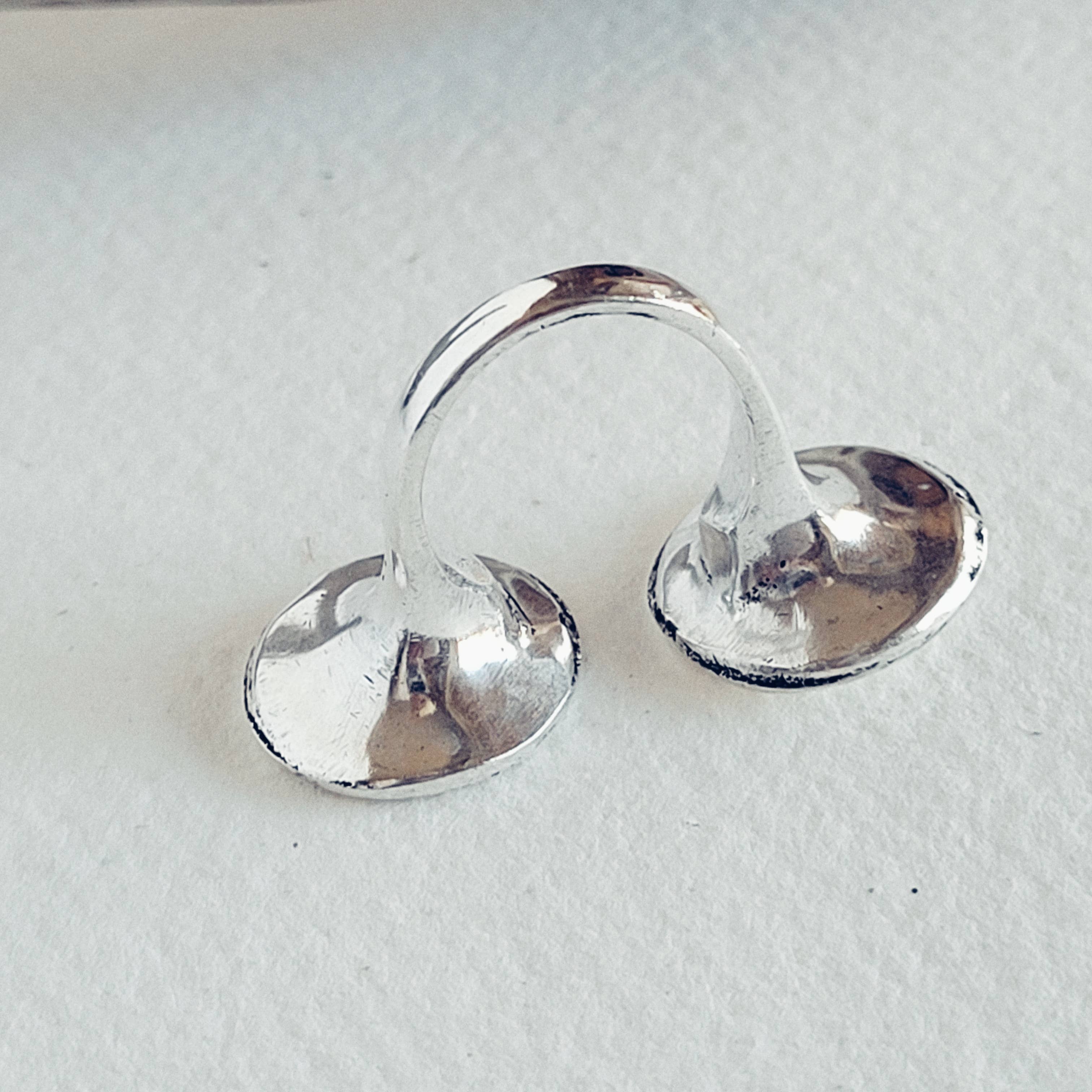 Brass or silver ring disc moon  handmade adjustable
