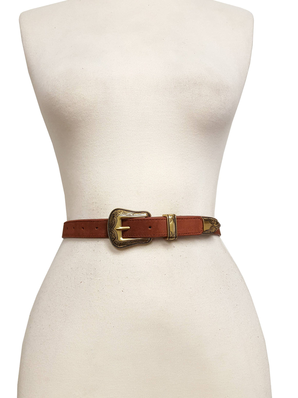 Genuine Suede Leather Belt w. Western Buckle set