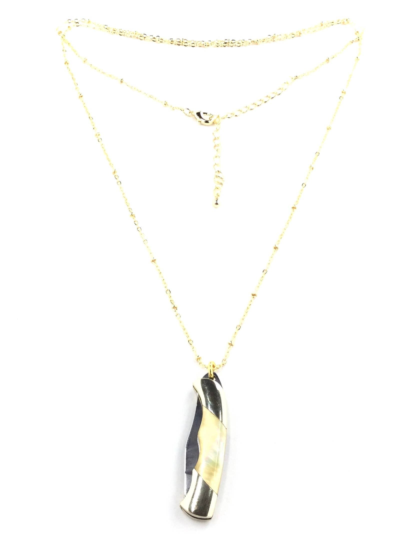 Mother of Pearl Pocket Knife Necklace