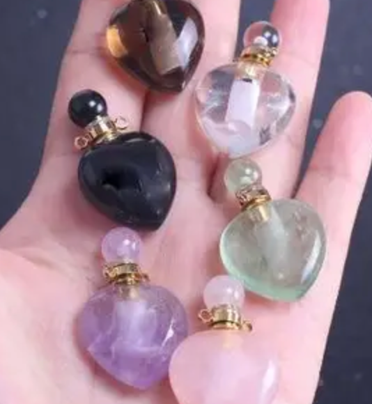 Gemstone- Heart Perfume Bottle Gift Box Necklace