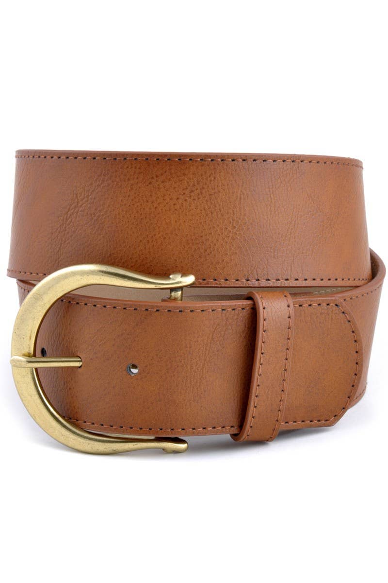 Wide Width Belt with Horseshoe Shape Buckle
