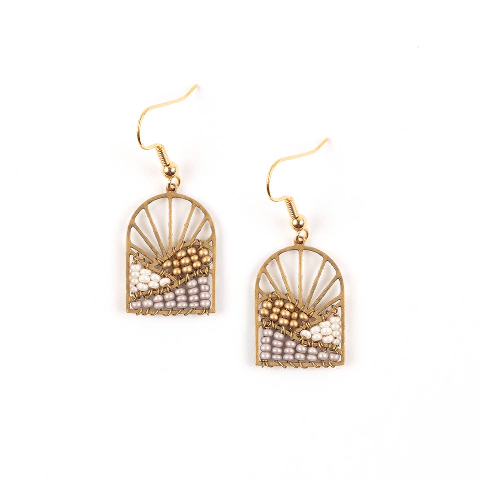 Sunrise Brass and Bead Earrings