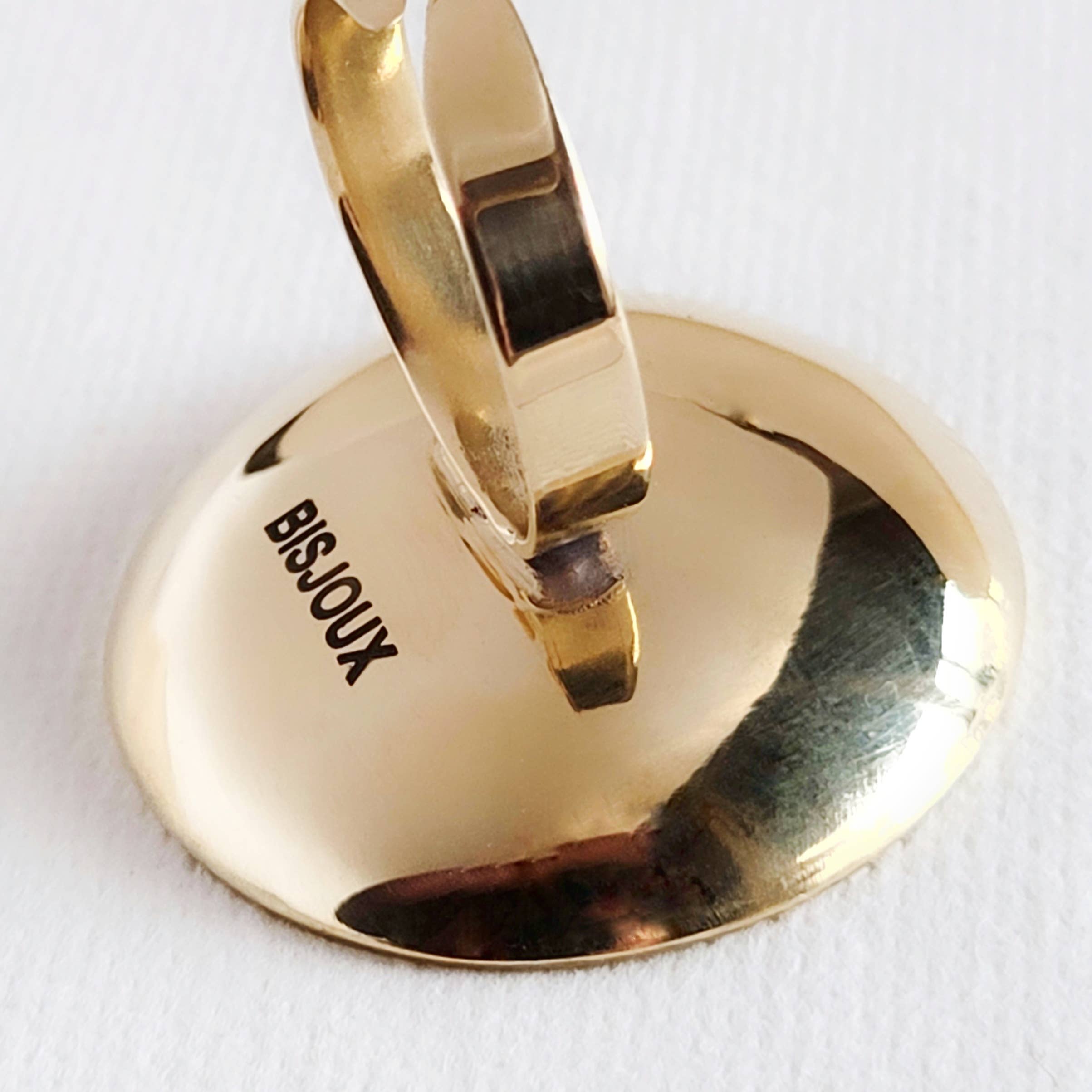 Brass round convex dome handmade ring adjustable