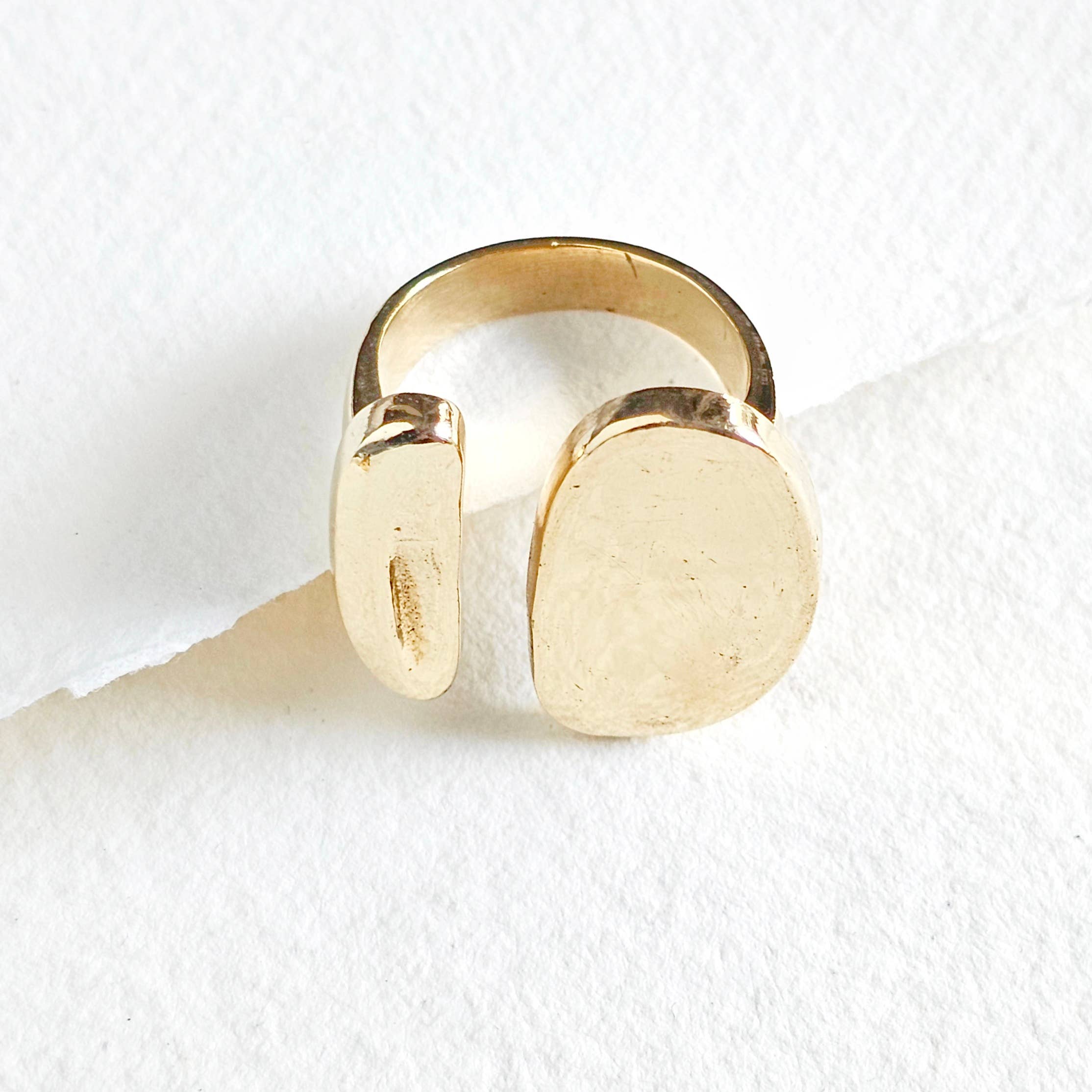 Brass organic orb ring open adjustable handmade