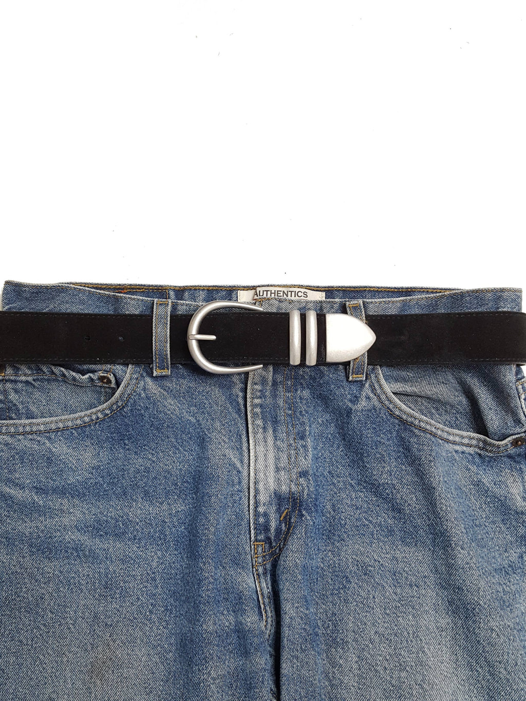 Genuine Suede Leather Belt w. buckle, loops and tip set