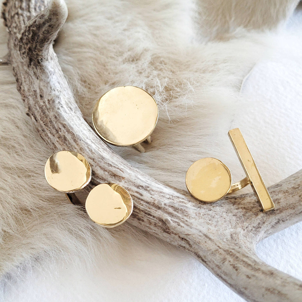 Brass or silver ring disc moon  handmade adjustable