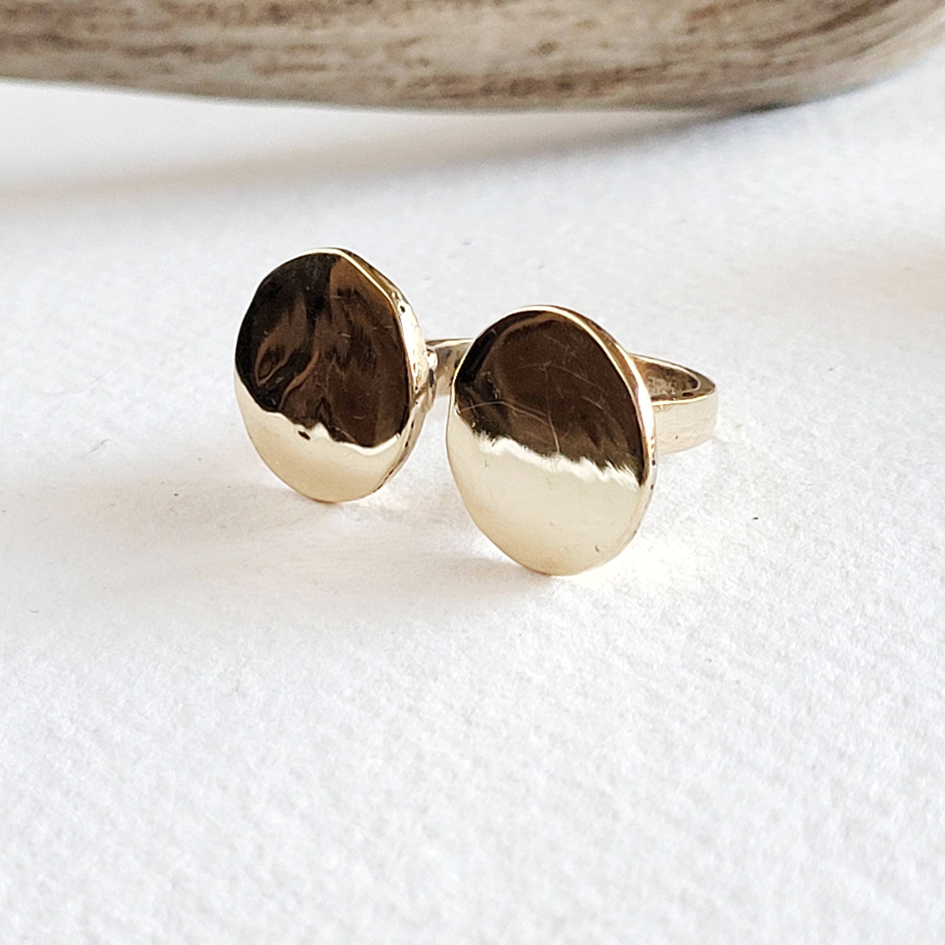 Brass or silver ring disc moon  handmade adjustable