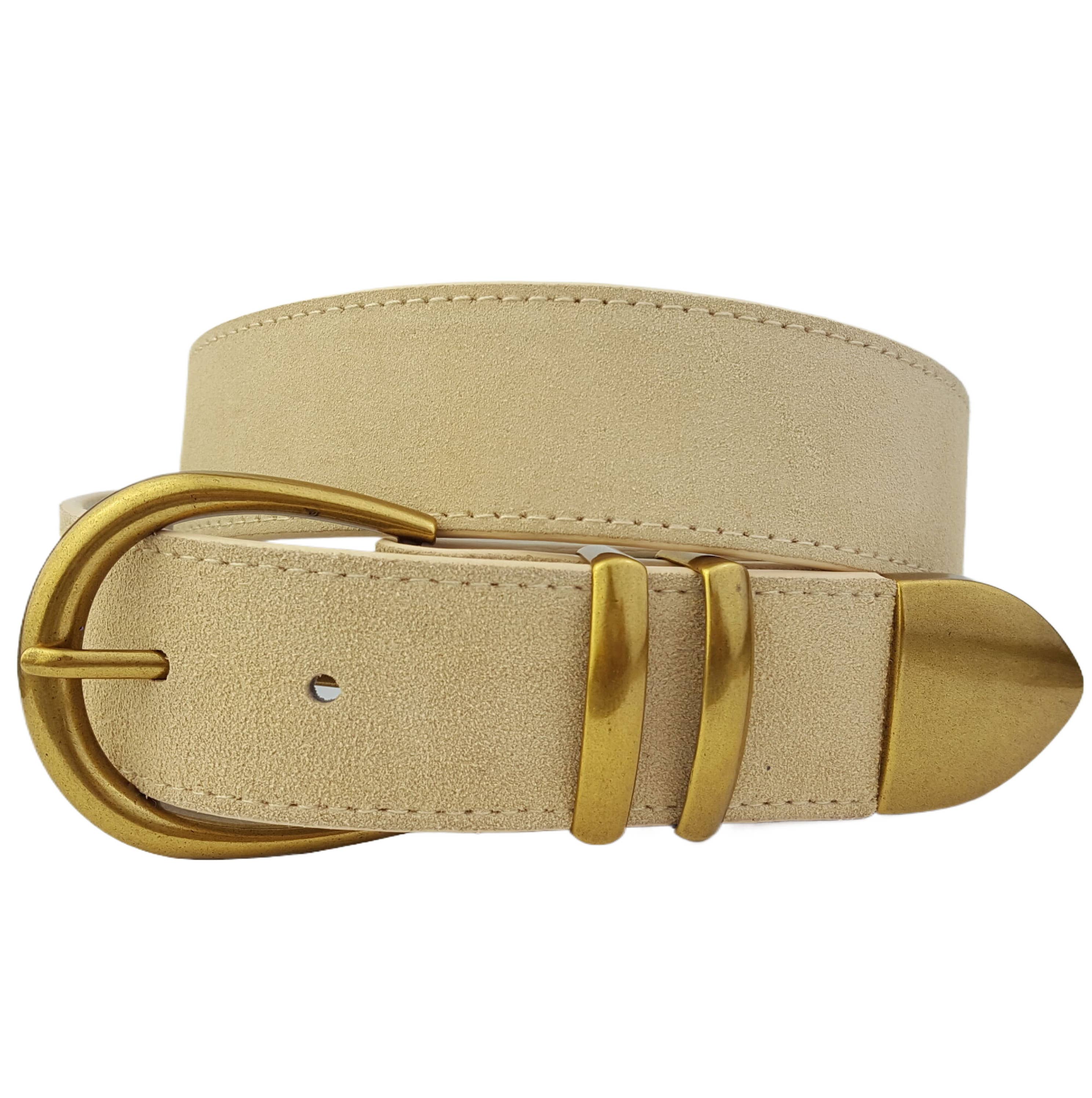 Genuine Suede Leather Belt w. buckle, loops and tip set