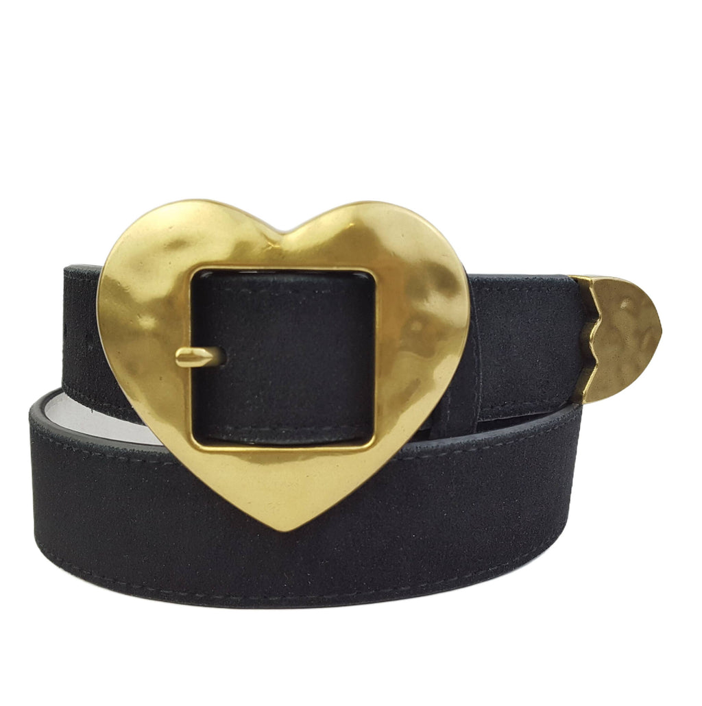 Vintage Love Heart Buckle w. real suede belt