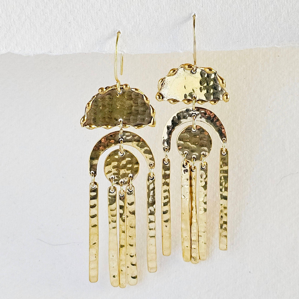 Hammered brass chandelier big earrings Bisjoux exclusive