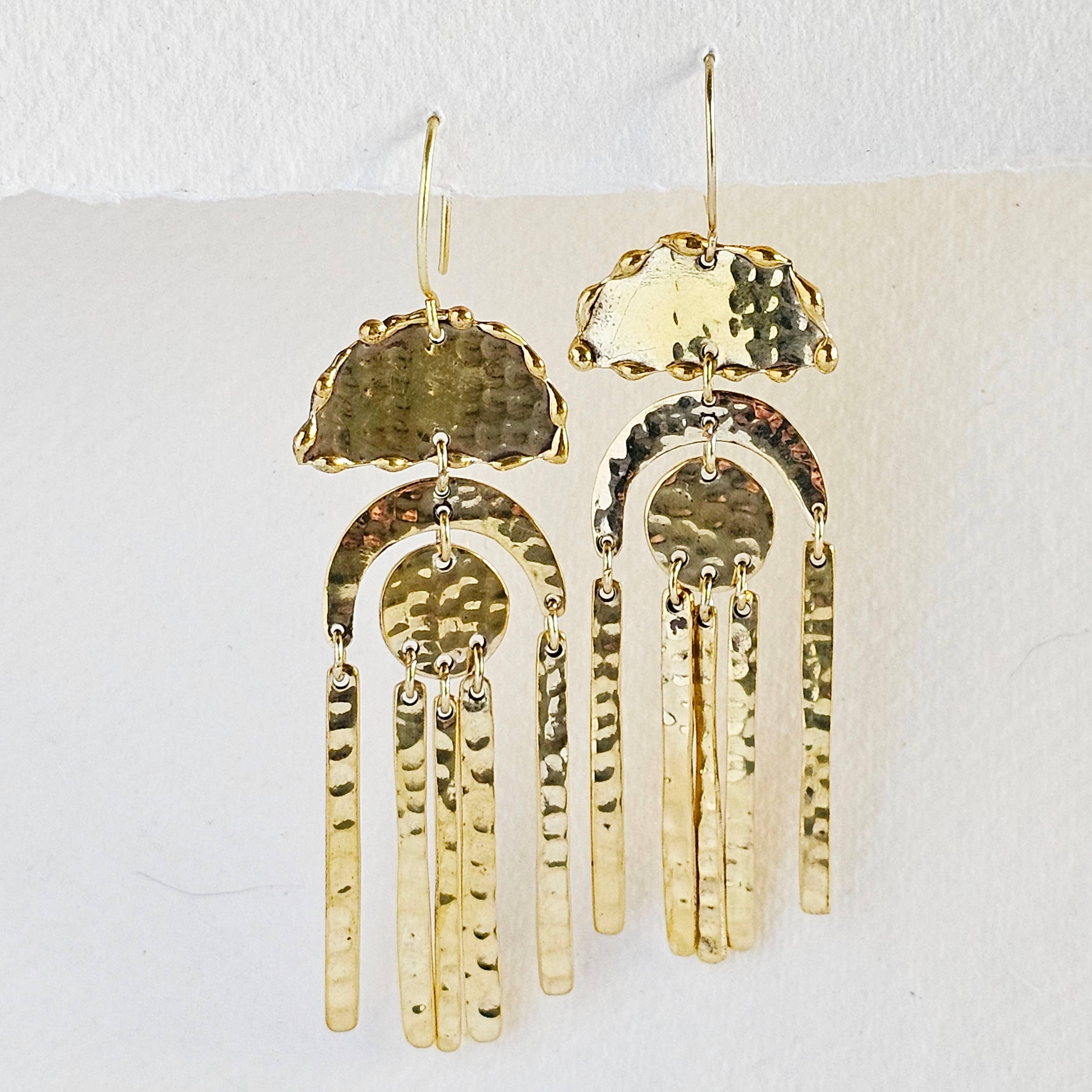 Hammered brass chandelier big earrings Bisjoux exclusive