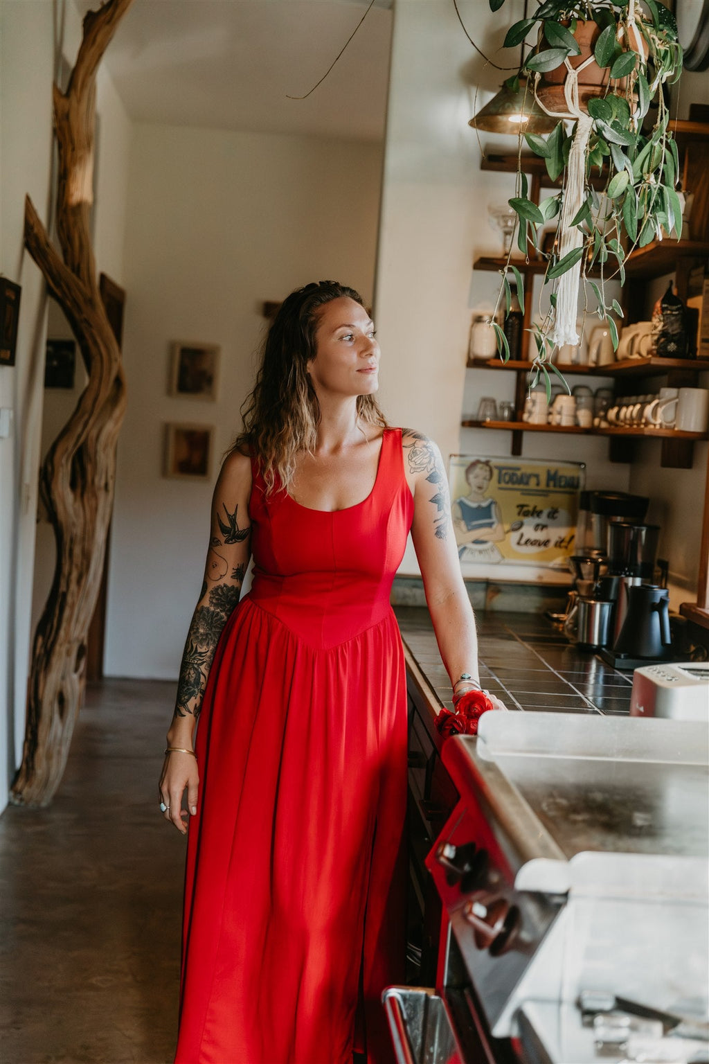 Long Agnes dress in Red Linen (Pre Order)