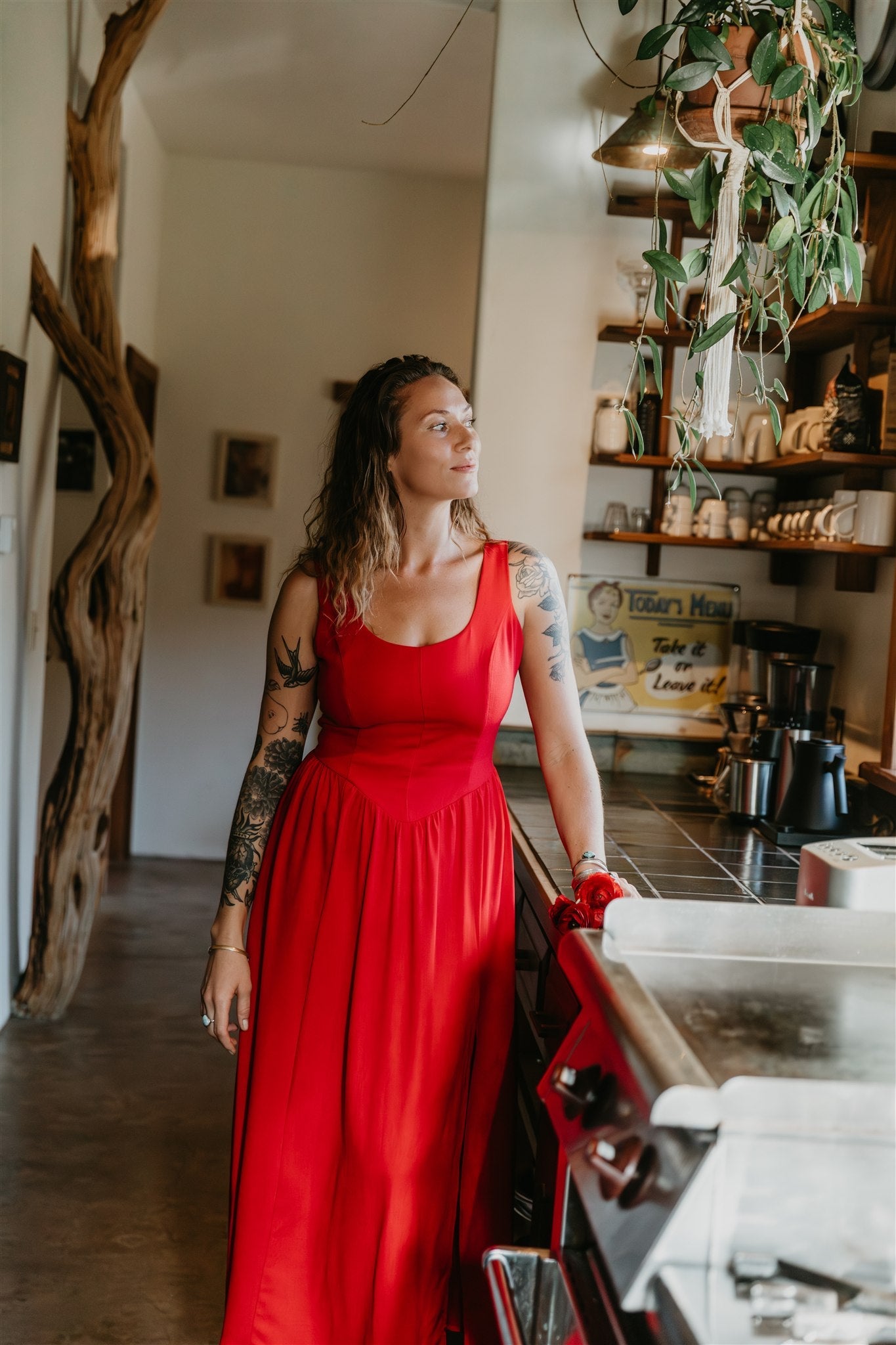 Long Agnes dress in Red Linen (Pre Order)
