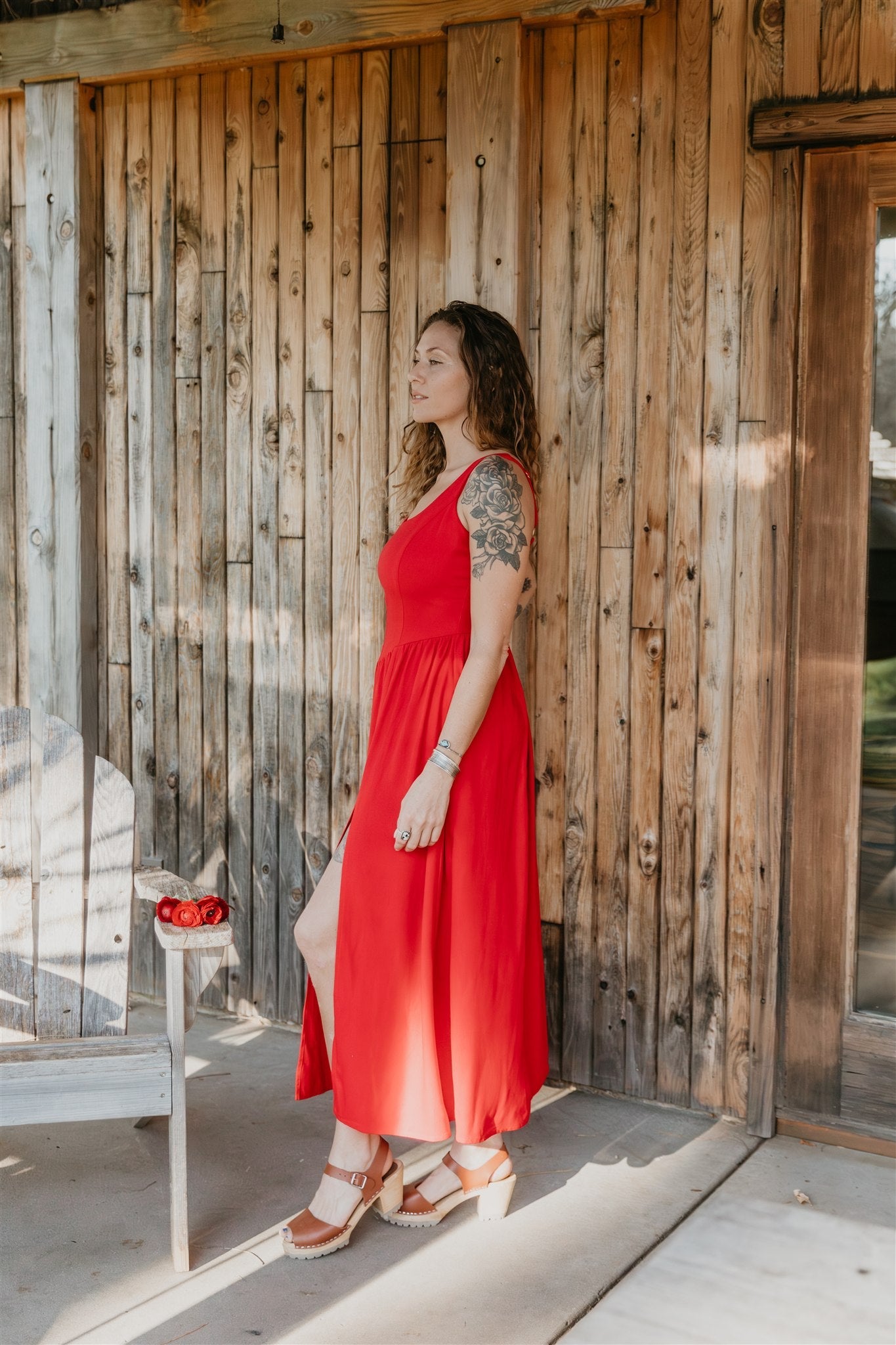 Long Agnes dress in Red Linen (Pre Order)