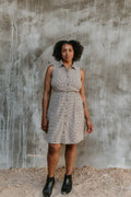 Mona Dress in Black & Oat Cotton Gingham