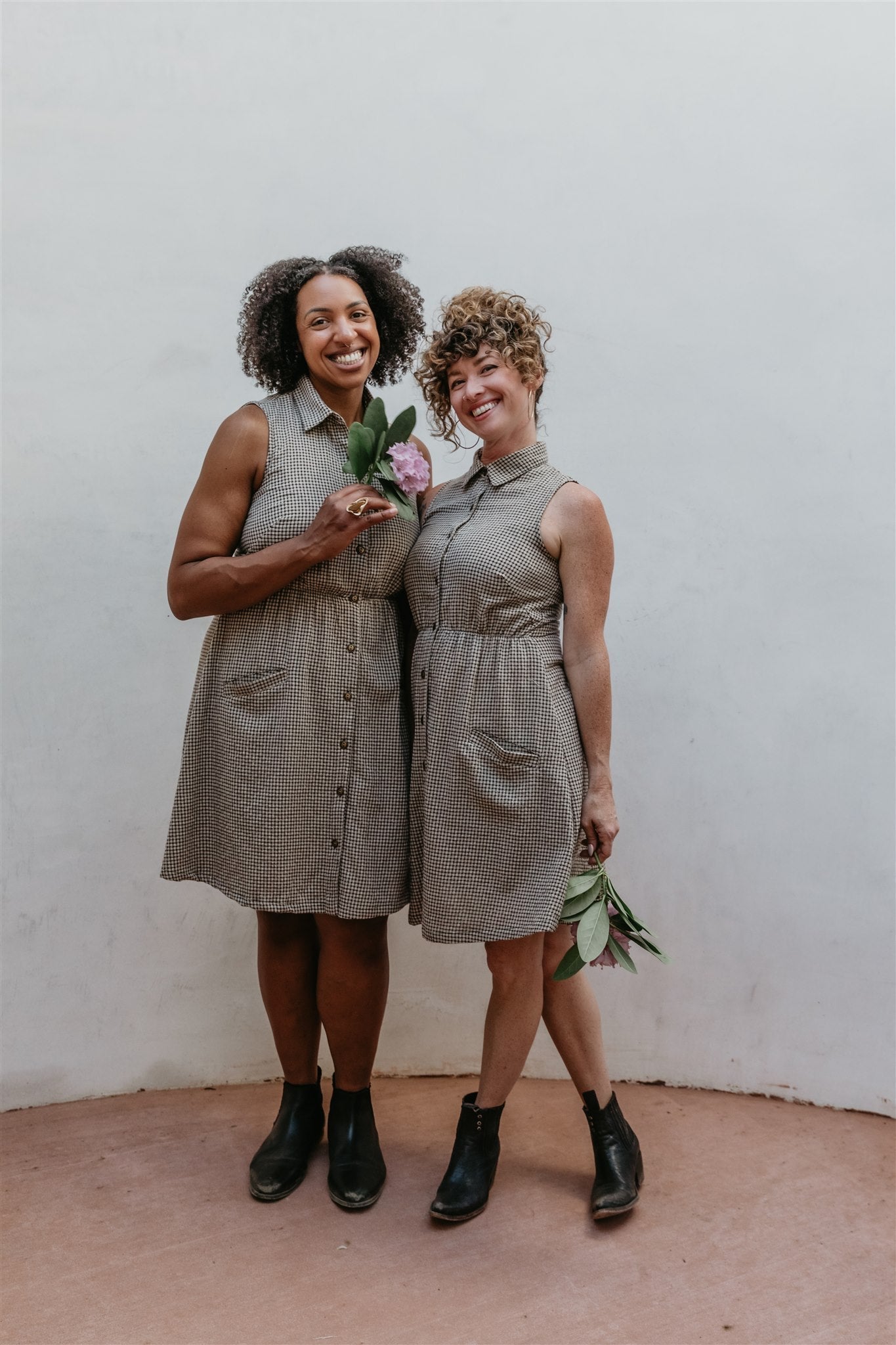 Mona Dress in Black & Oat Cotton Gingham