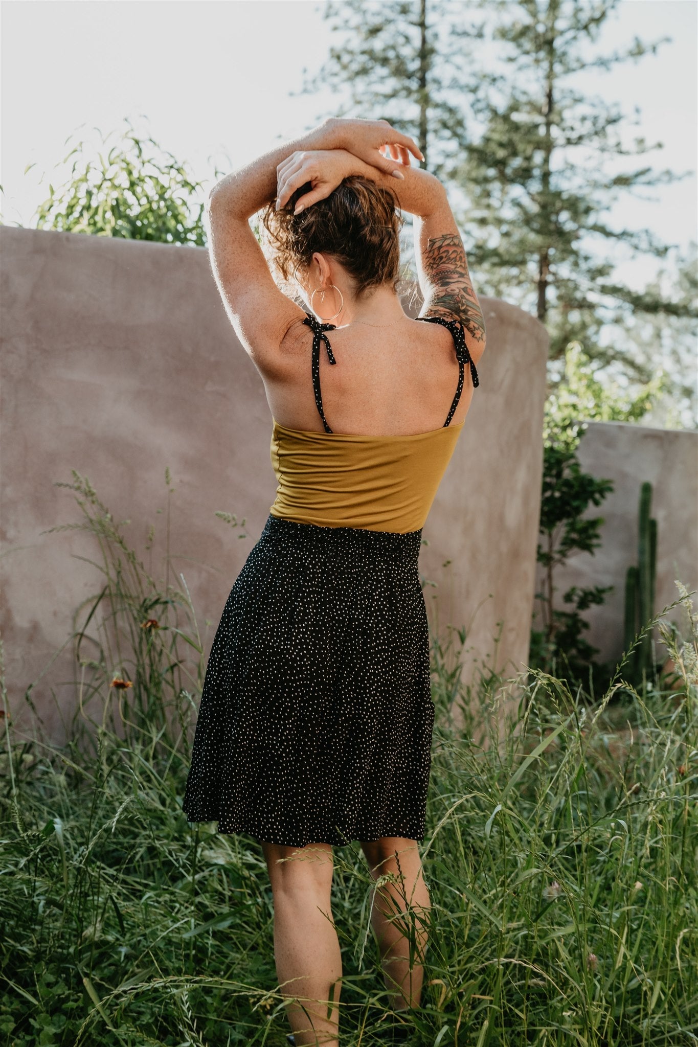 Rah Rah Skirt in Black Polka Dot Challis