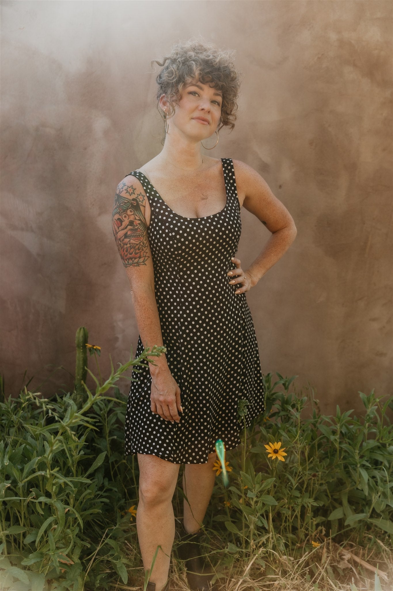 Delana Dress in Black and White Polka Dot