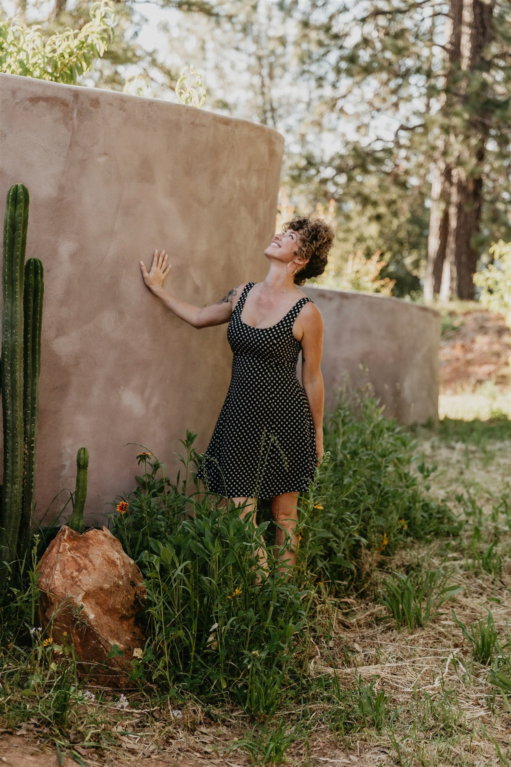 Delana Dress in Black and White Polka Dot