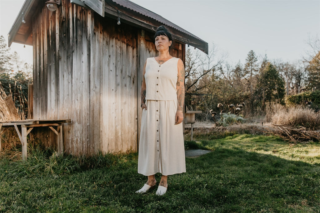 Aviva Top in Oat Linen
