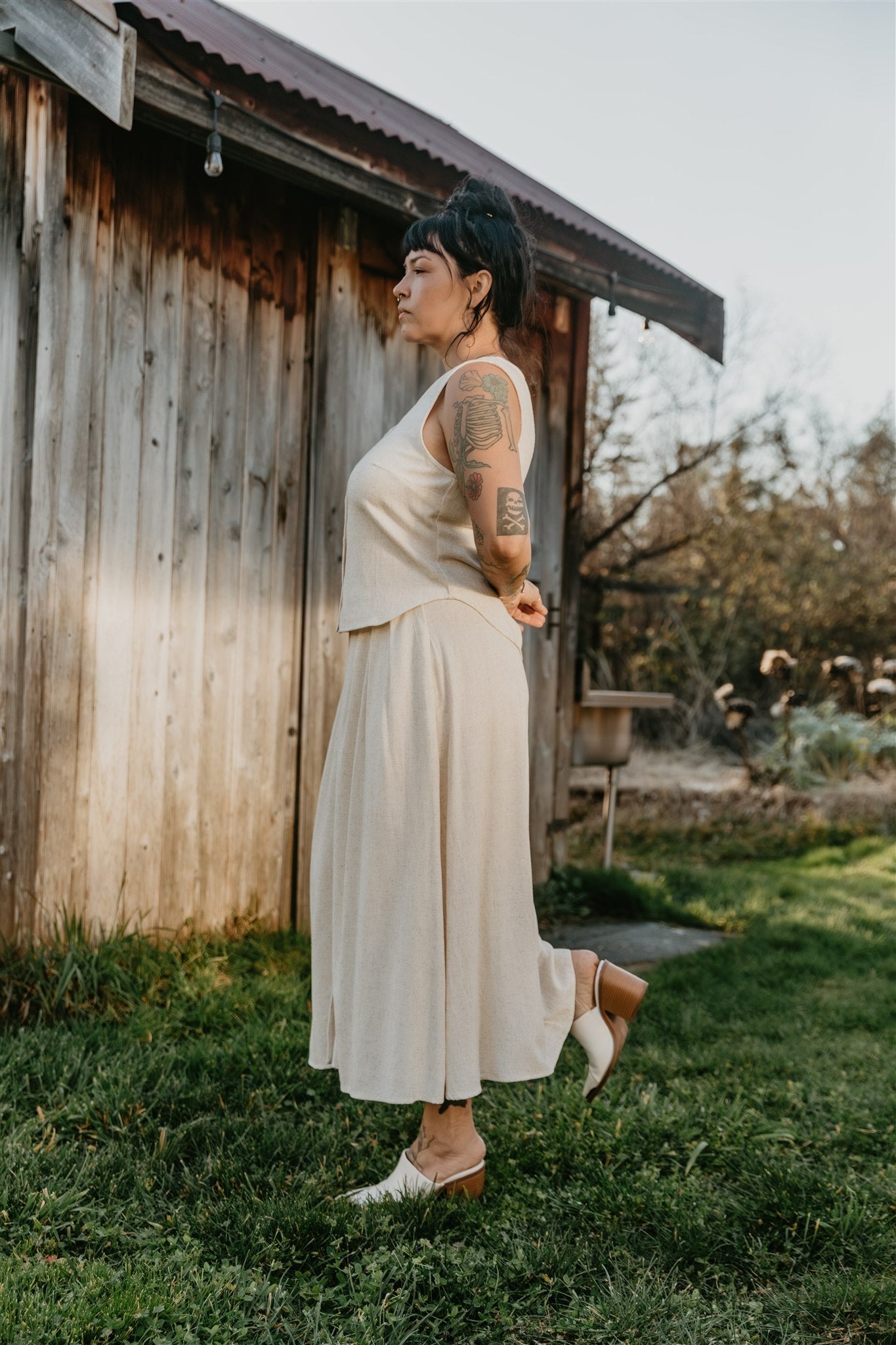 Aviva Top in Oat Linen