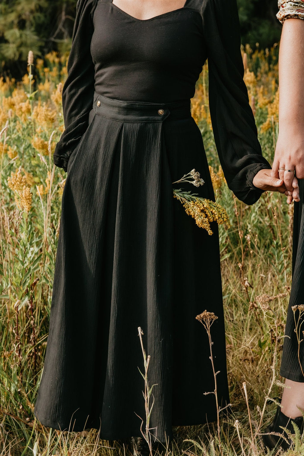 Rue Skirt in Black Crepe