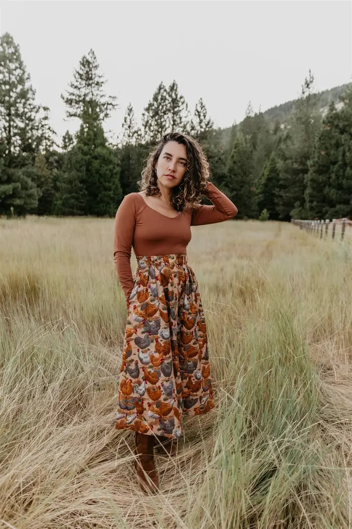 Trices Skirt in Cotton Chickens