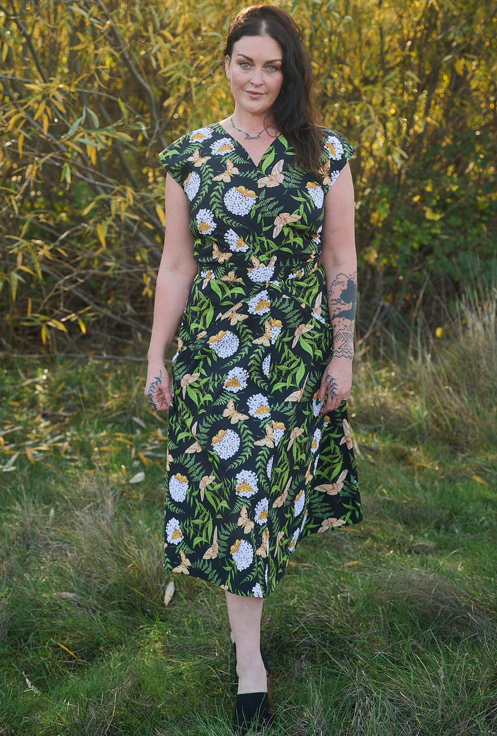 Xena Dress in Fern & Flox by Swan Bones