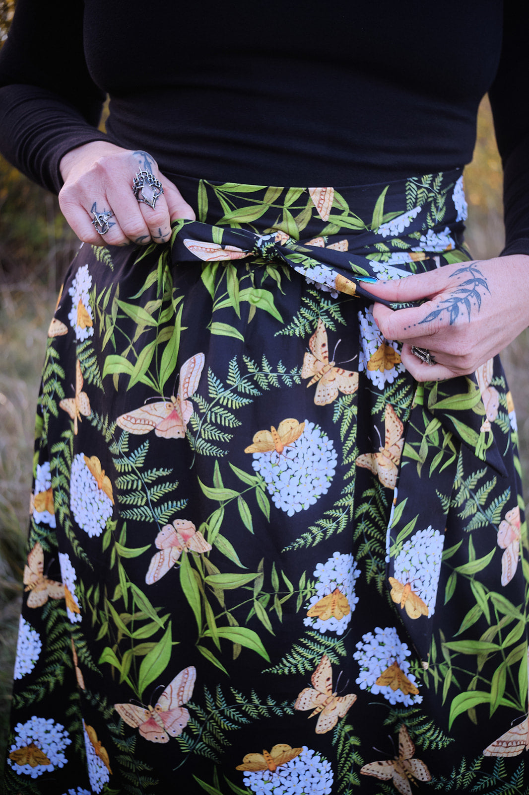 Maxi Wrap Skirt in Fern & Flox by Swan Bones