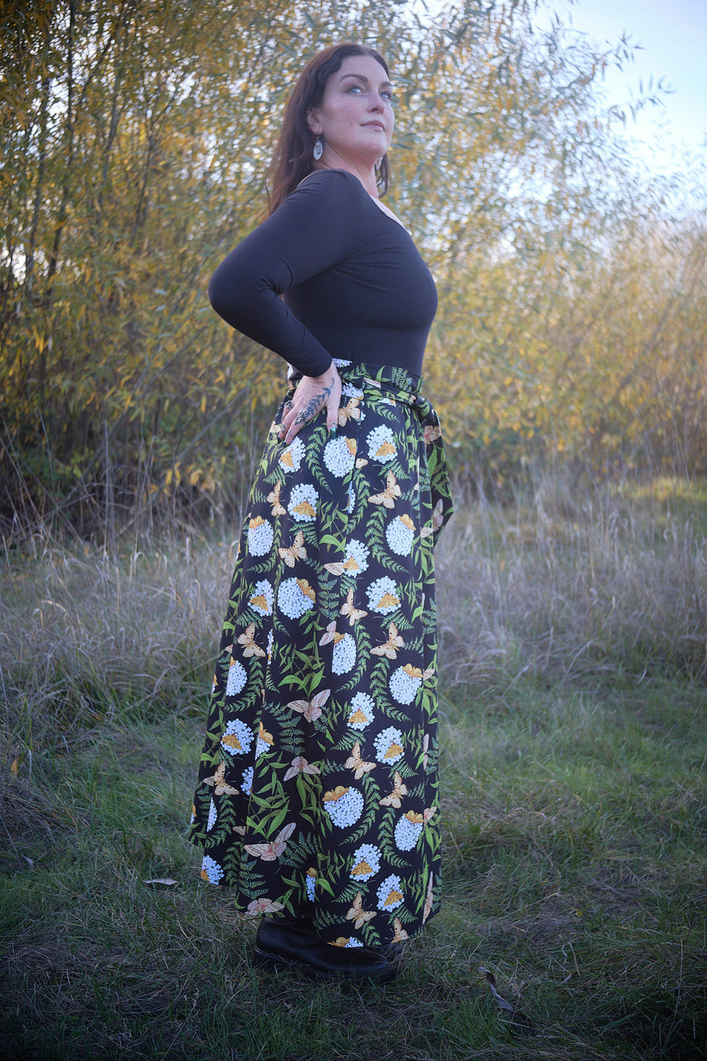 Maxi Wrap Skirt in Fern & Flox by Swan Bones