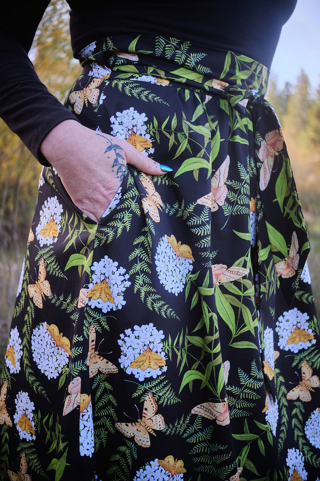 Maxi Wrap Skirt in Fern & Flox by Swan Bones