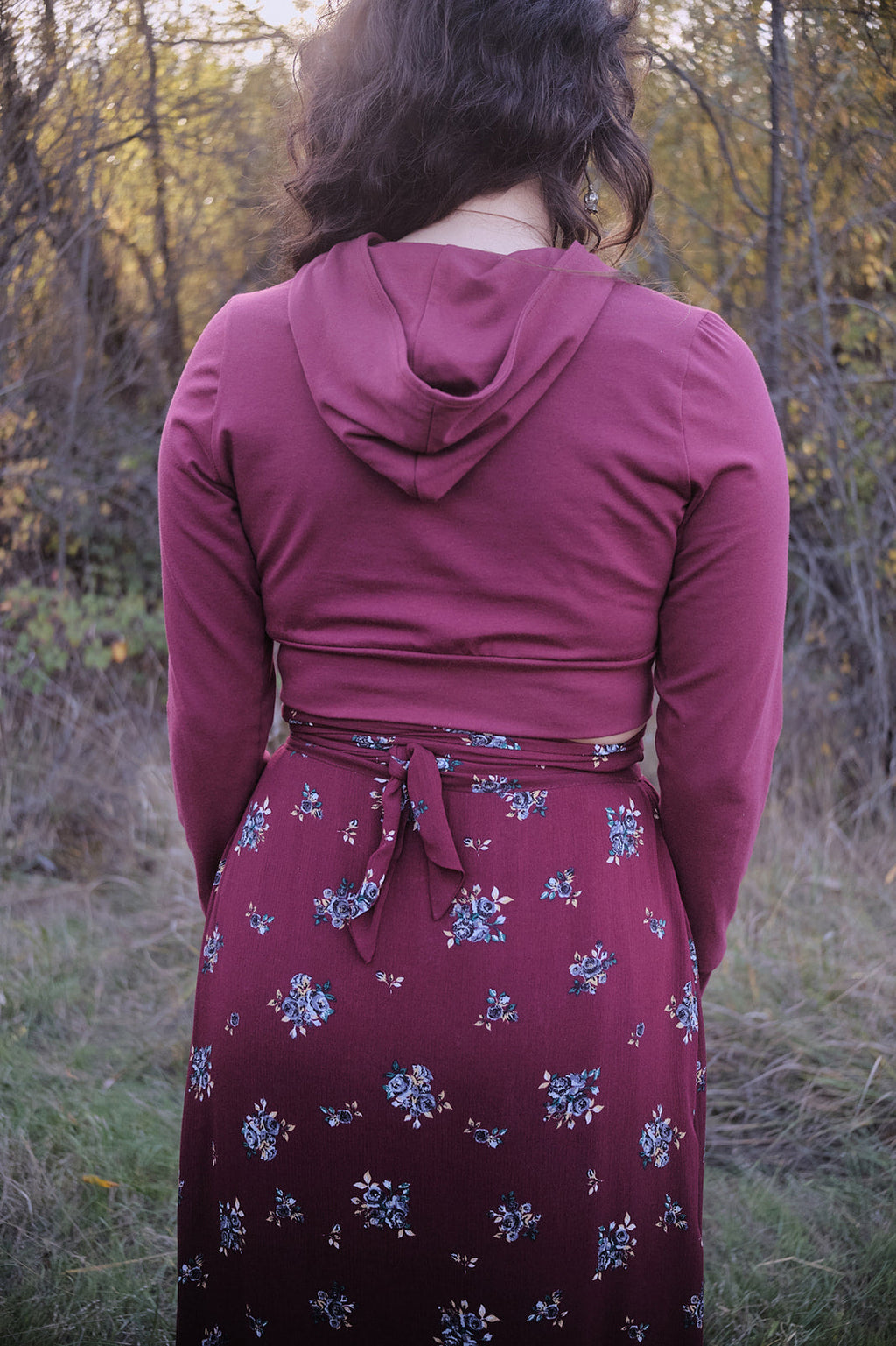 Cropped Hoodie In Merlot
