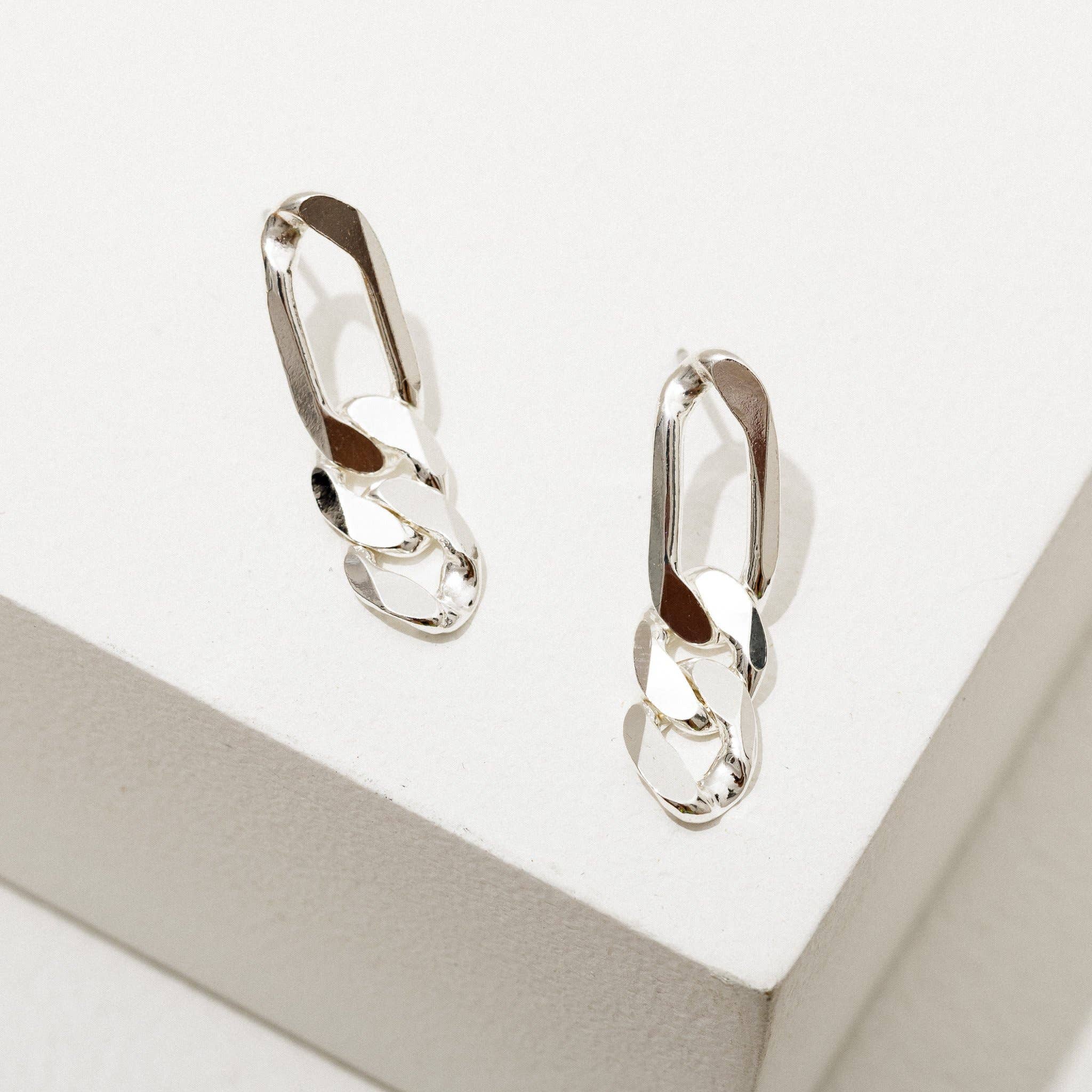 Chain Post Earrings - 18K Gold Plate or Silver Plate
