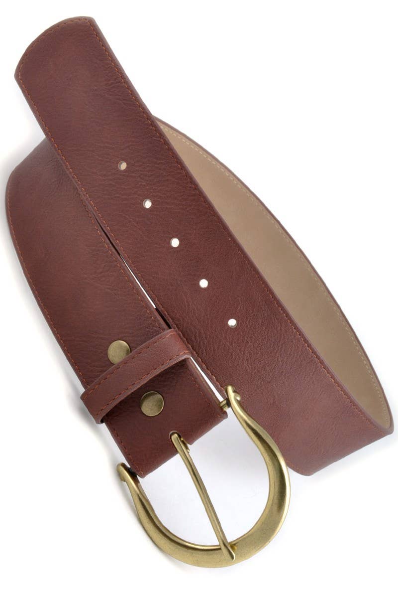 Wide Width Belt with Horseshoe Shape Buckle
