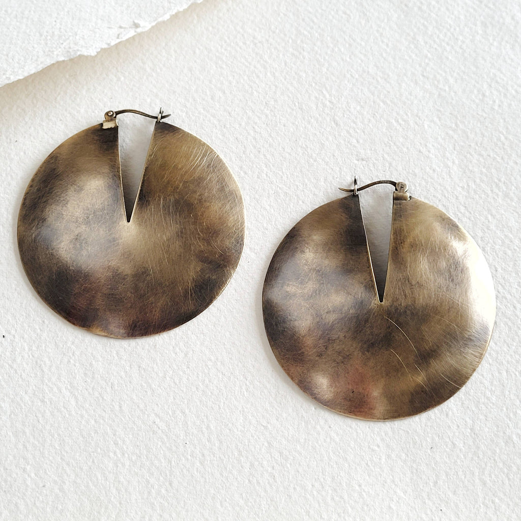 Brass distressed hoop Earrings hoops handcrafted