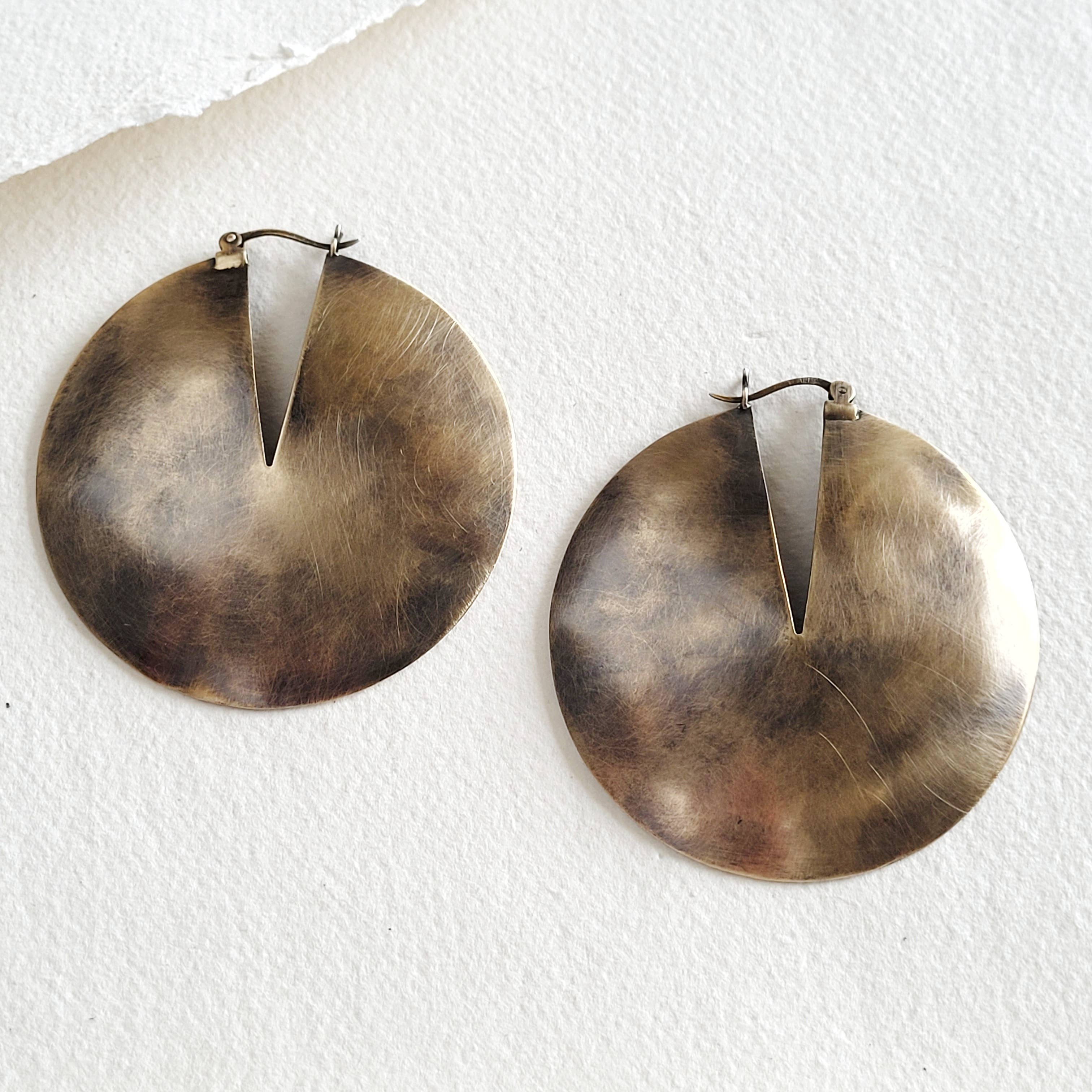 Brass distressed hoop Earrings hoops handcrafted