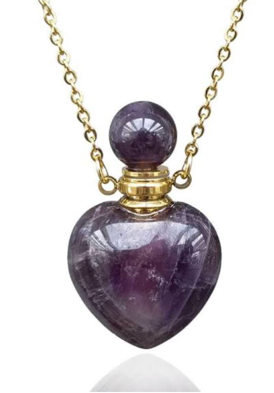 Gemstone- Heart Perfume Bottle Gift Box Necklace