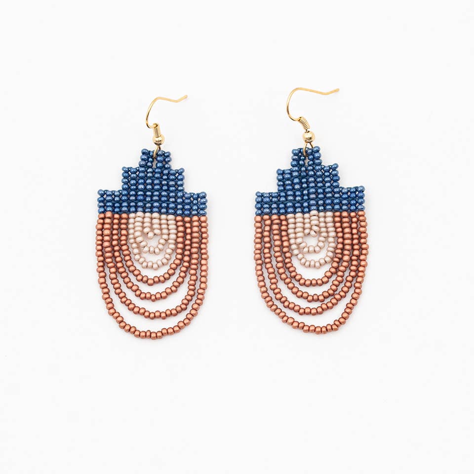 Mayan Pyramid Beaded Earrings