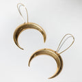 Eclipse Crescent Moon Earrings - Brass or Silver