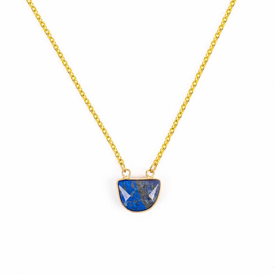Large Faceted Stone Pendant Necklace