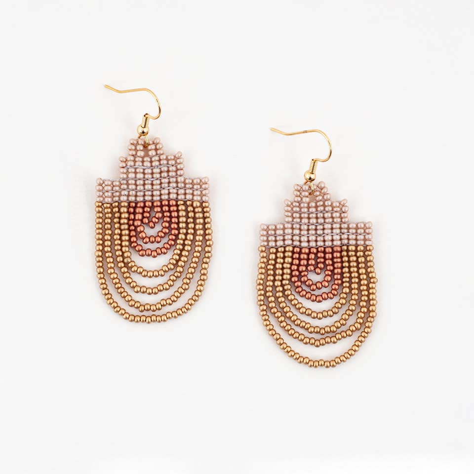 Mayan Pyramid Beaded Earrings
